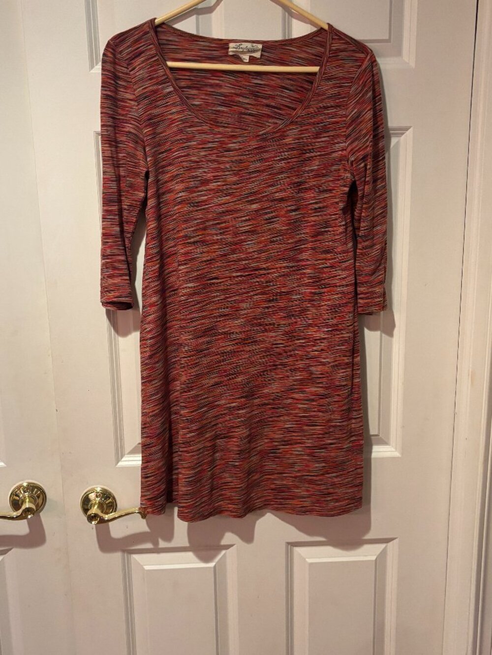 Bonnie Boerer Red Space Dye Swing Dress 3/4 Sleeve | Sz M